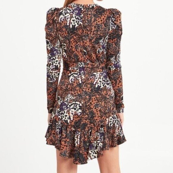 PINKO V Neck Puff Sleeve Viscose Salsa Long Sleeve Night Out Date Dress Sz XS • - Picture 12 of 12